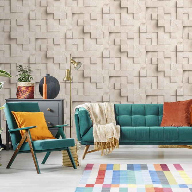 Papel Pintado Cubos de madera - MANDRES 03 | MURAKE - 879398