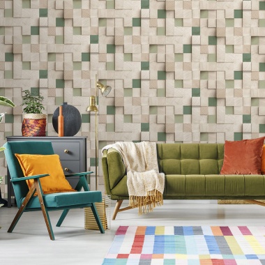 Papel Pintado Cubos de madera - MANDRES 02 | MURAKE - 879397