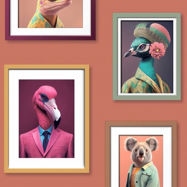 Papel Pintado Marcos de fotos de animales personificados - ARCUEIL 02 | MURAKE - 879407