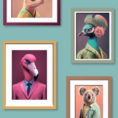 Papel Pintado Marcos de fotos de animales personificados - ARCUEIL 01 | MURAKE - 879406