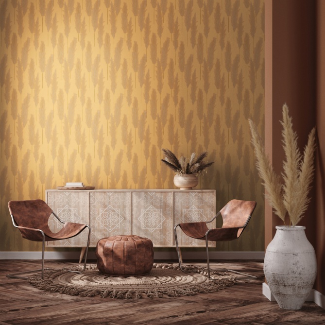 Papel Pintado Hojas de pampa - TAOUDENI 03 | MURAKE - 83487