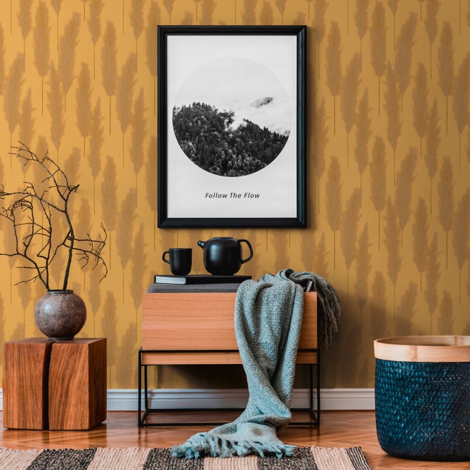 Papel Pintado Hojas de pampa - TAOUDENI 03 | MURAKE - 83487