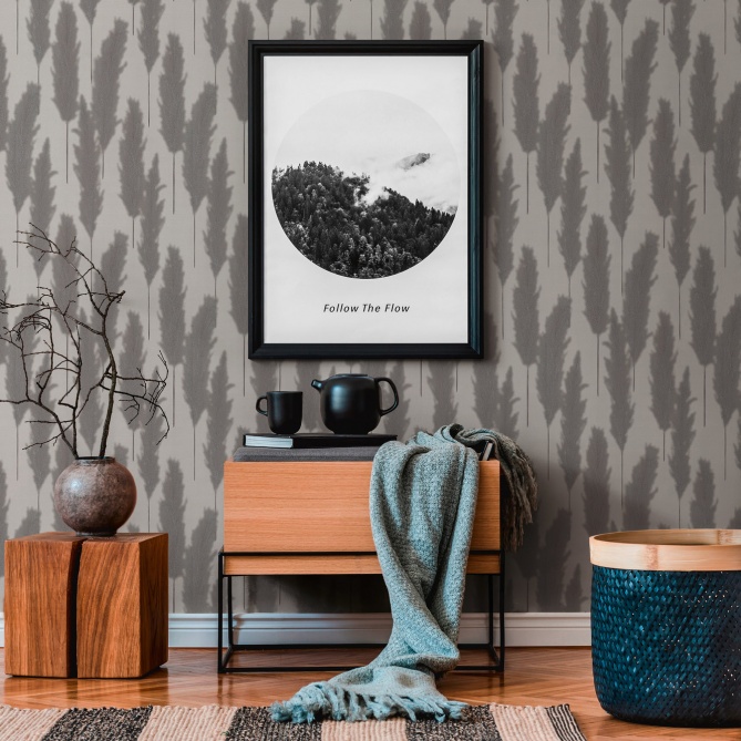 Papel Pintado Hojas de pampa - TAOUDENI 04 | MURAKE - 83488