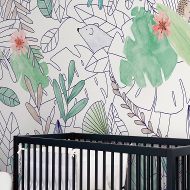 Papel Pintado Animales detrás del follaje - GURUNHUEL  | MURAKE - 203210