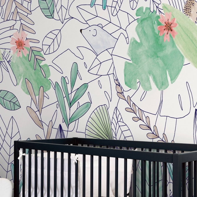 Papel Pintado Animales detrás del follaje - GURUNHUEL  | MURAKE - 203210