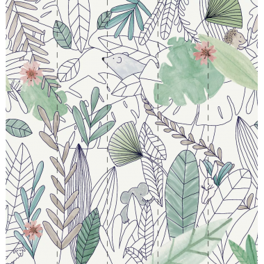 Papel Pintado Animales detrás del follaje - GURUNHUEL  | MURAKE - 203210