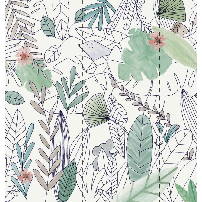 Papel Pintado Animales detrás del follaje - GURUNHUEL  | MURAKE - 203210