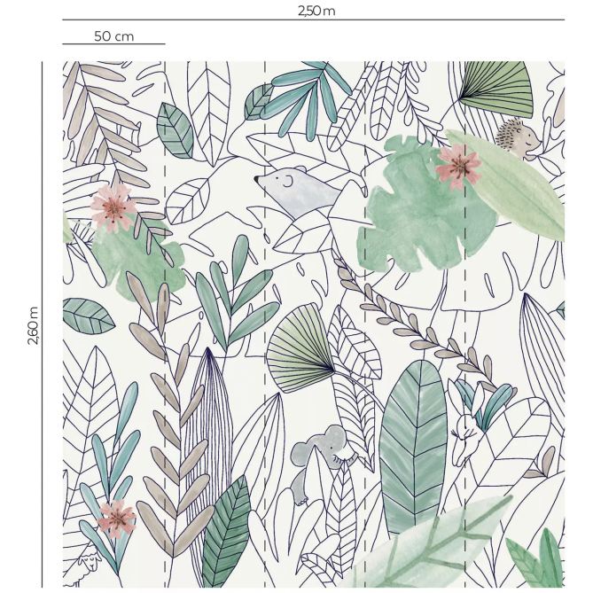 Papel Pintado Animales detrás del follaje - GURUNHUEL  | MURAKE - 203210