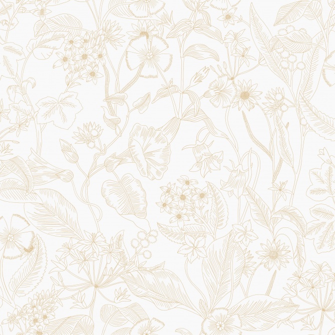 Papel Pintado Delicadas flores y hojas románticas - PHERICHE 01 | MURAKE - 879631