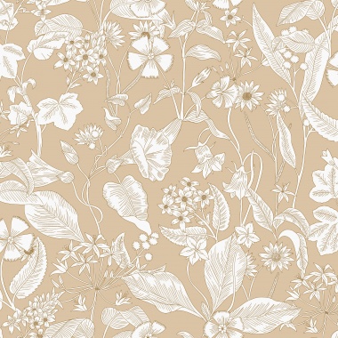 Papel Pintado Delicadas flores y hojas románticas - PHERICHE 02 | MURAKE - 879632