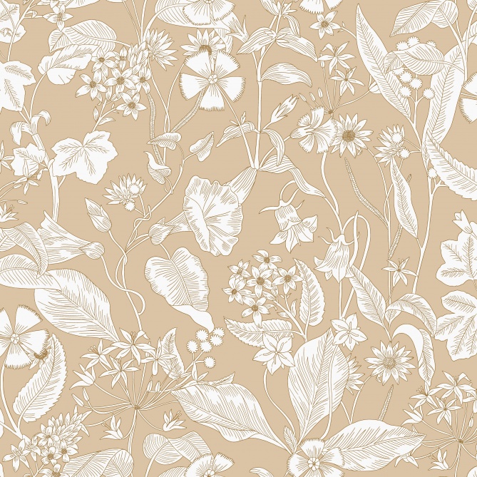 Papel Pintado Delicadas flores y hojas románticas - PHERICHE 02 | MURAKE - 879632