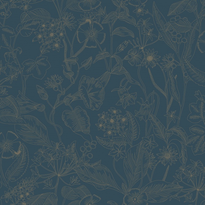 Papel Pintado Delicadas flores y hojas románticas - PHERICHE 03 | MURAKE - 879633