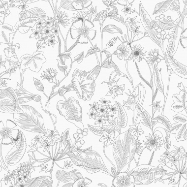 Papel Pintado Delicadas flores y hojas románticas - PHERICHE 04 | MURAKE - 879634