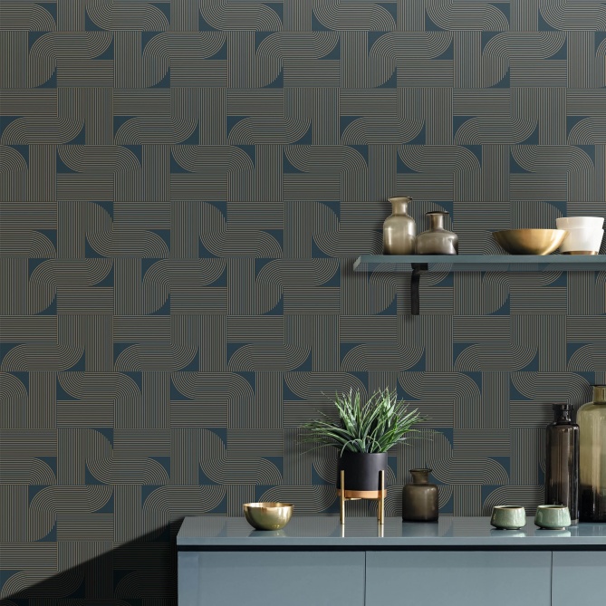 Papel Pintado Trazos geométricos efecto laberinto - MUCHU 02 | MURAKE - 879612