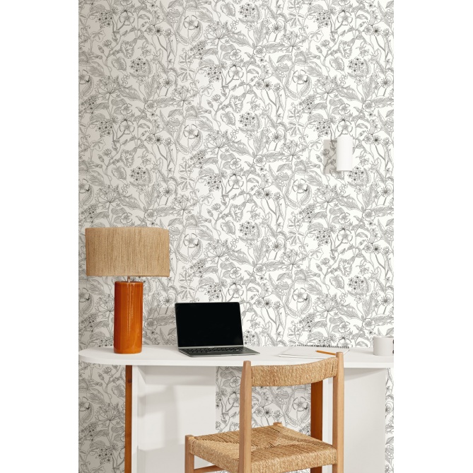 Papel Pintado Delicadas flores y hojas románticas - PHERICHE 04 | MURAKE - 879634