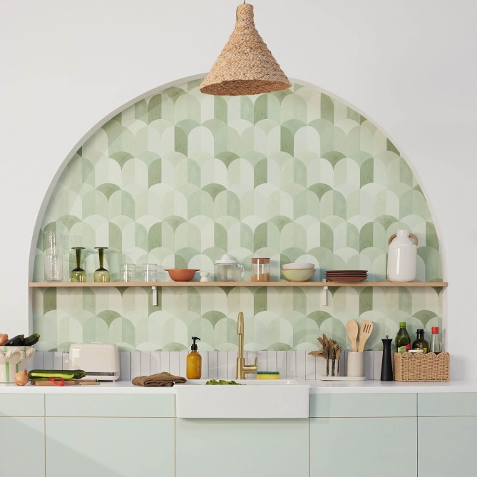 Papel Pintado Superposición de cilindros estilo mosaico - BAIKONUR 03 | MURAKE - 879483