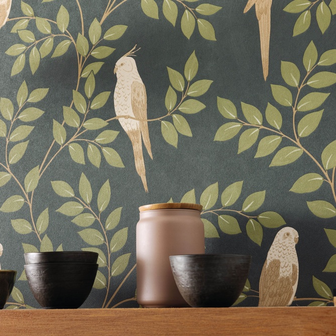 Papel Pintado Cacatúas encaramadas en ramas - DIRIYAH 05 | MURAKE - 879695