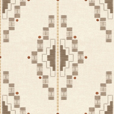 Papel pintado geométrico étnico arena - QUIPU 05 | MURAKE - 101493