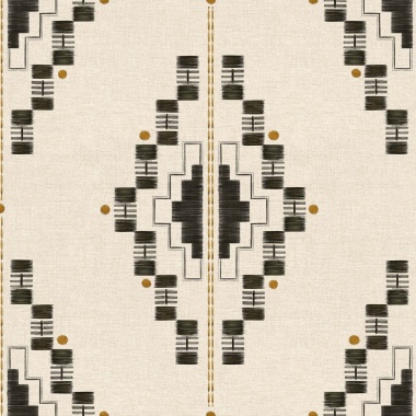 Papel pintado geométrico étnico antracita - QUIPU 04 | MURAKE - 101492