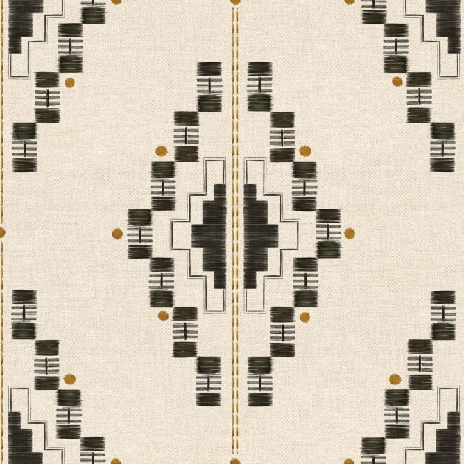 Papel pintado geométrico étnico antracita - QUIPU 04 | MURAKE - 101492