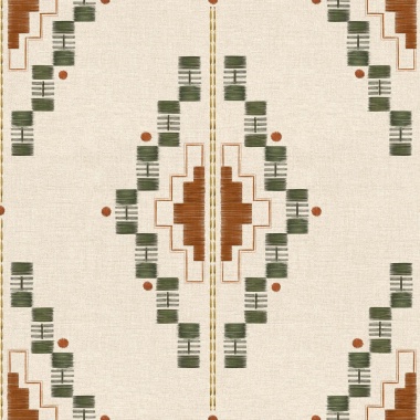 Papel pintado geométrico verde oliva - QUIPU 03 | MURAKE - 101491