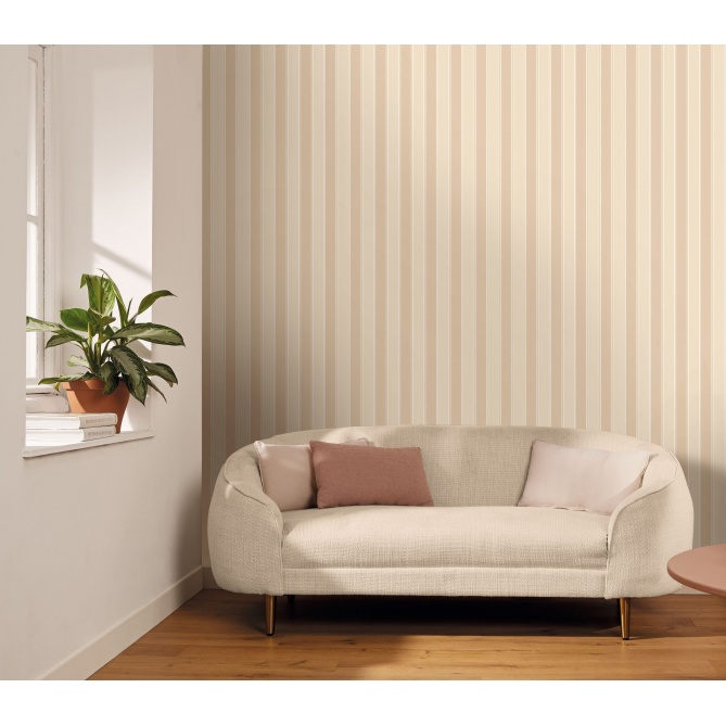 Papel pintado de rayas beige y oro - RIVEL 01 | MURAKE - 879919