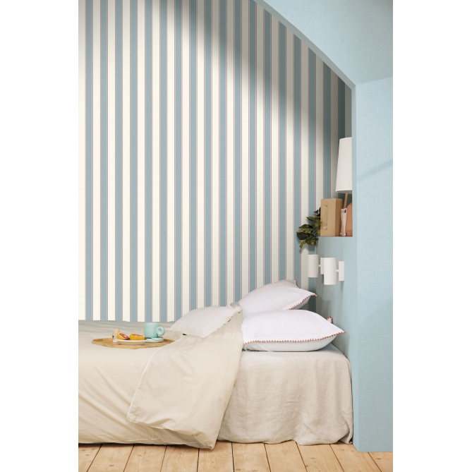 Papel pintado de rayas azul cielo - RIVEL 03 | MURAKE - 879921