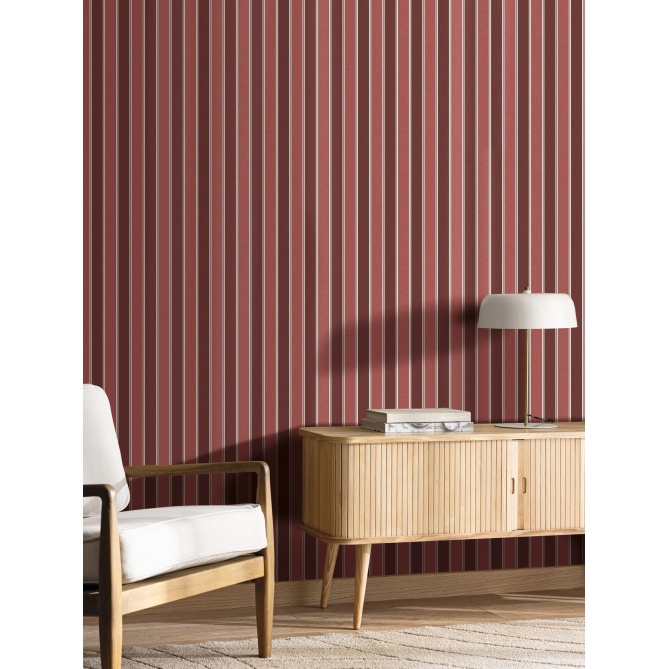 Papel pintado de rayas burdeos - RIVEL 06 | MURAKE - 879924