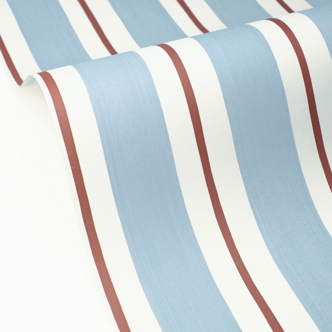 Papel pintado de rayas acuarela azul y burdeos - LIVANA 01 | MURAKE - 879927