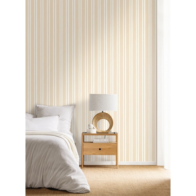 Papel pintado de rayas acuarela beige - LIVANA 01 | MURAKE - 879925