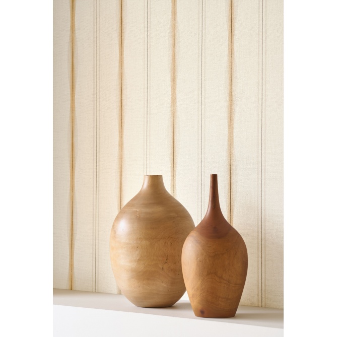 Papel pintado de rayas beige arena TALVA 02 | Murake - 879929