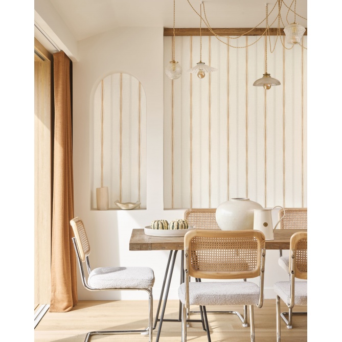 Papel pintado de rayas beige arena TALVA 02 | Murake - 879929