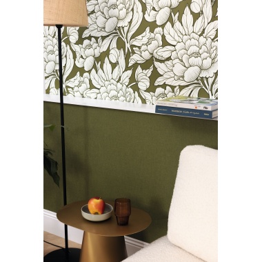 Papel pintado liso verde caqui LINOA 62 | Murake - 879992