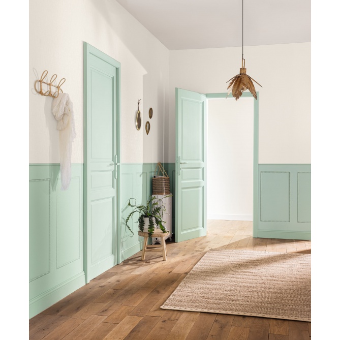 Papel pintado liso verde almendra claro LINOA 55 | Murake - 879985