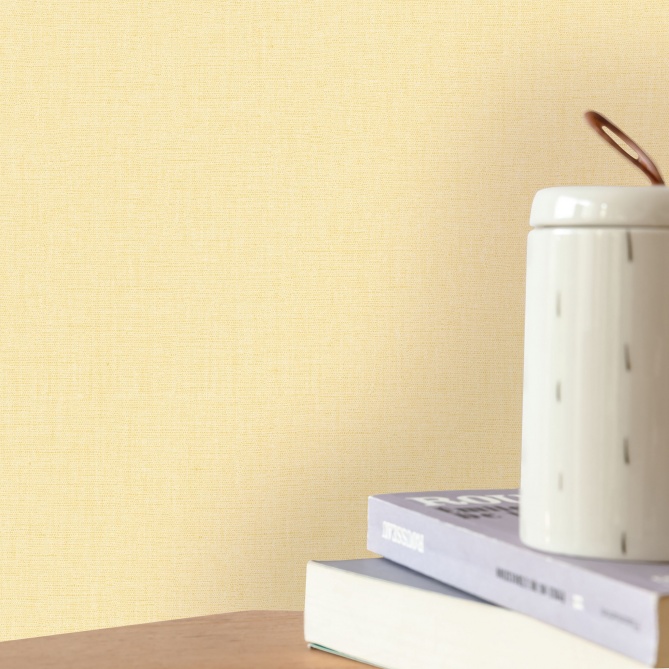 Papel pintado liso amarillo pastel LINOA 26 | Murake - 879956