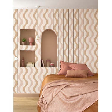 Papel pintado rayas rosa nude ZELVA 02 | Murake - 880016