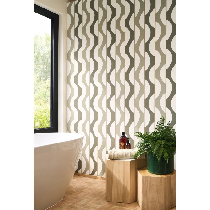Papel pintado rayas verde salvia ZELVA 03 | Murake - 880017