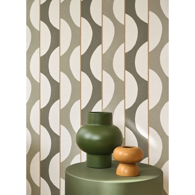 Papel pintado rayas verde salvia ZELVA 03 | Murake - 880017