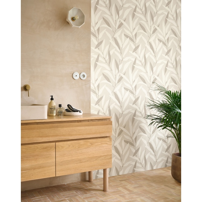 Papel pintado vegetal blanco tiza NAORI 01 | Murake - 880019