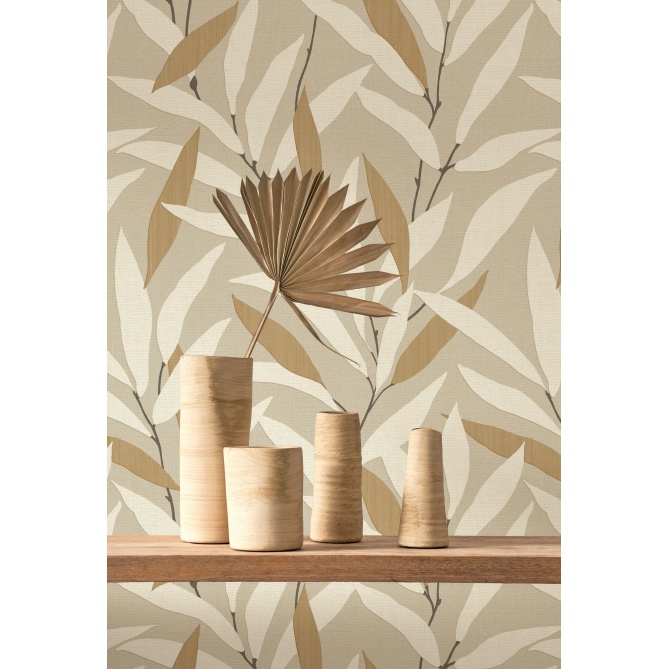 Papel pintado vegetal beige lino NAORI 02 | Murake - 880020
