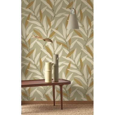 Papel pintado vegetal verde salvia NAORI 04 | Murake - 880022