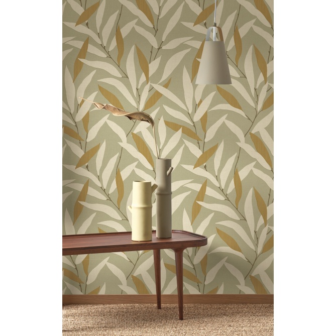 Papel pintado vegetal verde salvia NAORI 04 | Murake - 880022