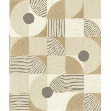 Papel pintado geométrico beige rafia KIREN 01 | Murake - 880023