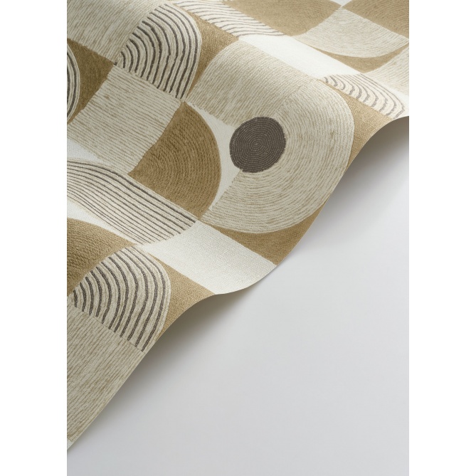 Papel pintado geométrico beige rafia KIREN 01 | Murake - 880023