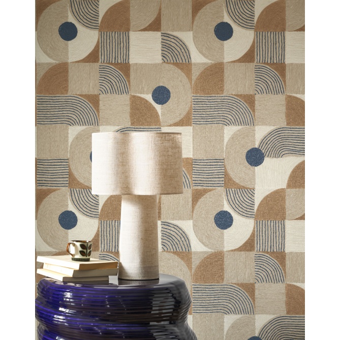 Papel pintado geométrico azul ultramar KIREN 02 | Murake - 880024