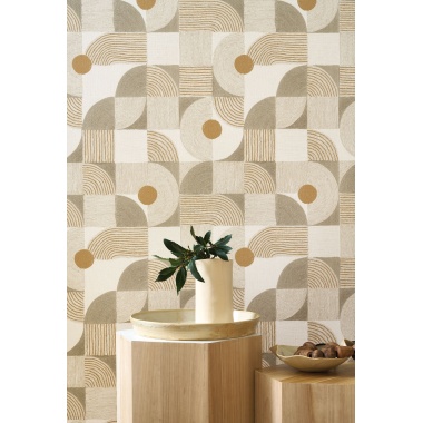 Papel pintado geométrico verde salvia KIREN 03 | Murake - 880025