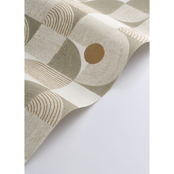 Papel pintado geométrico verde salvia KIREN 03 | Murake - 880025