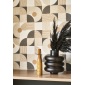Papel pintado geométrico negro carbón KIREN 04 | Murake - 880026