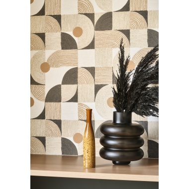 Papel pintado geométrico negro carbón KIREN 04 | Murake - 880026