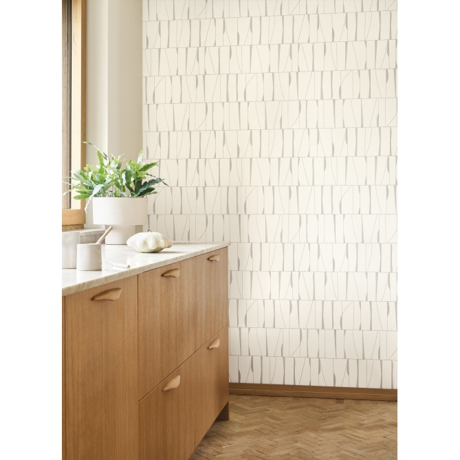 Papel pintado geométrico blanco tiza SAYRA 01 | Murake - 880027